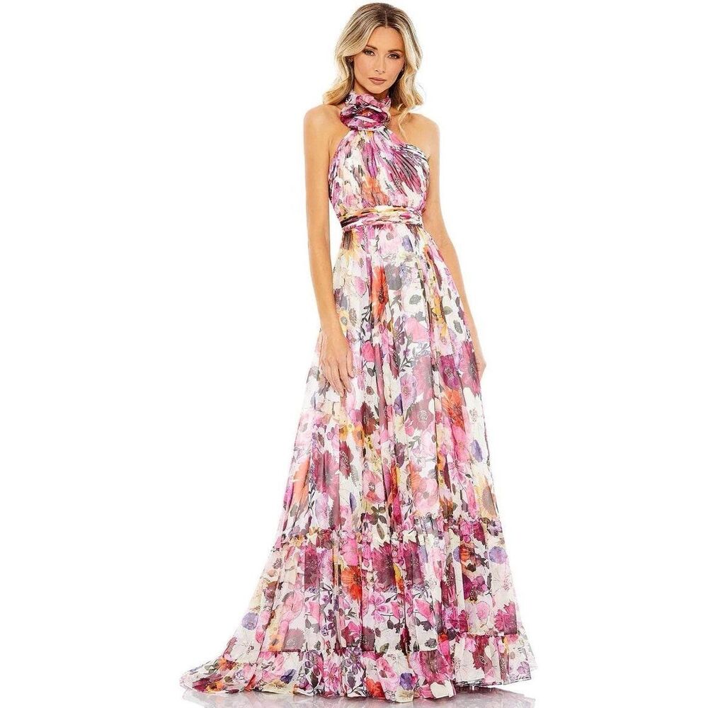 Mac Duggal Floral Maxi Dress - Pink and Purple